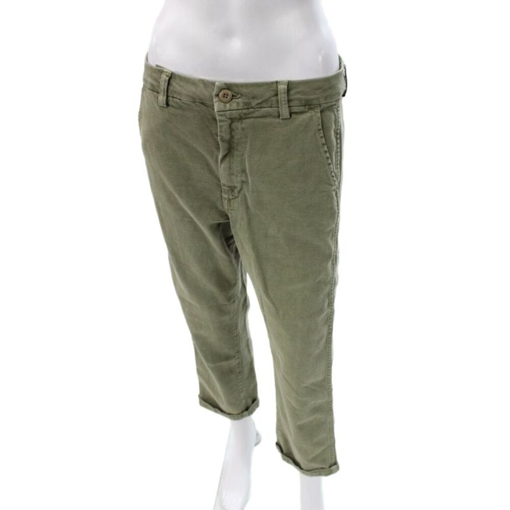 Amo Unisex Cropped Chino Pants Green Button Size 28